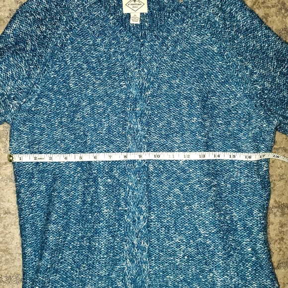 St. John's Bay Petite LG Shades Of Blue/Teal Tweed Pullover Sweater - Picture 9 of 12